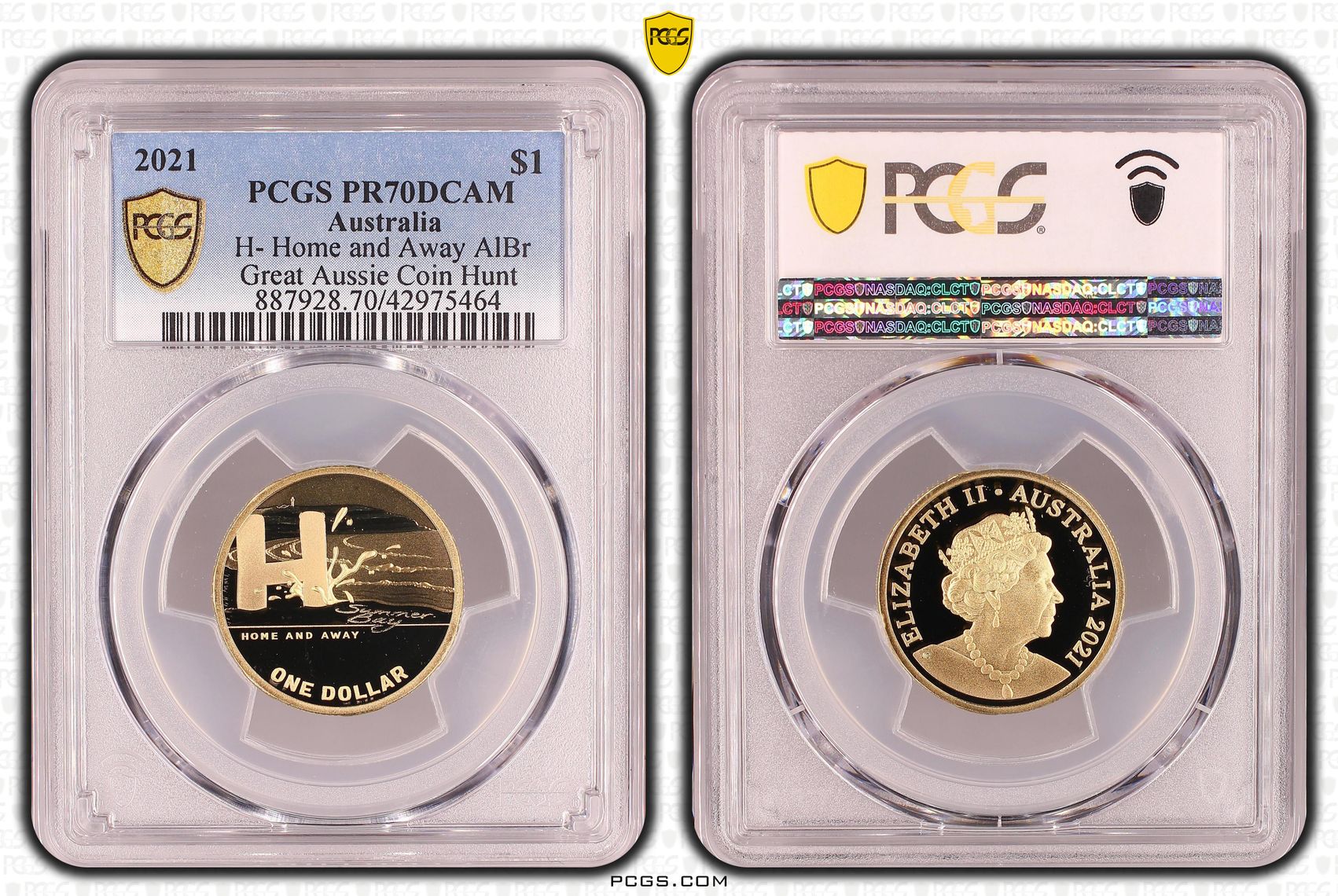 Elizabeth II, H- Home and Away, Great Aussie Coin Hunt, One Dollar, PR70DCAM , 2021 PCGS POP - 1/0