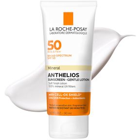 LA ROCHE-POSAY ANTHELIOS MINERAL SUNSCREEN SPF 50 GENTLE LOTION, BROAD SPECTRUM SPF + ANTIOXIDANTS, FACE & BODY SUNSCREEN, TITANIU