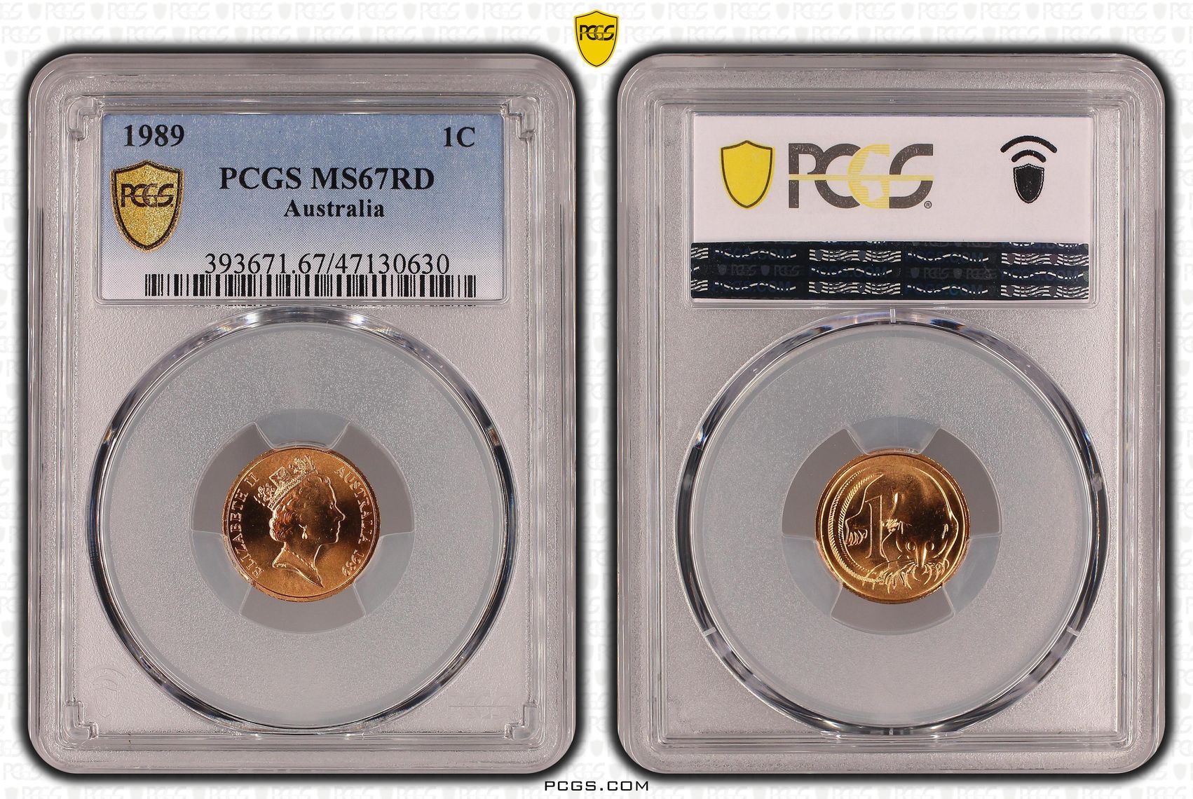 Elizabeth II, One Cent, 1989, PCGS MS67RD