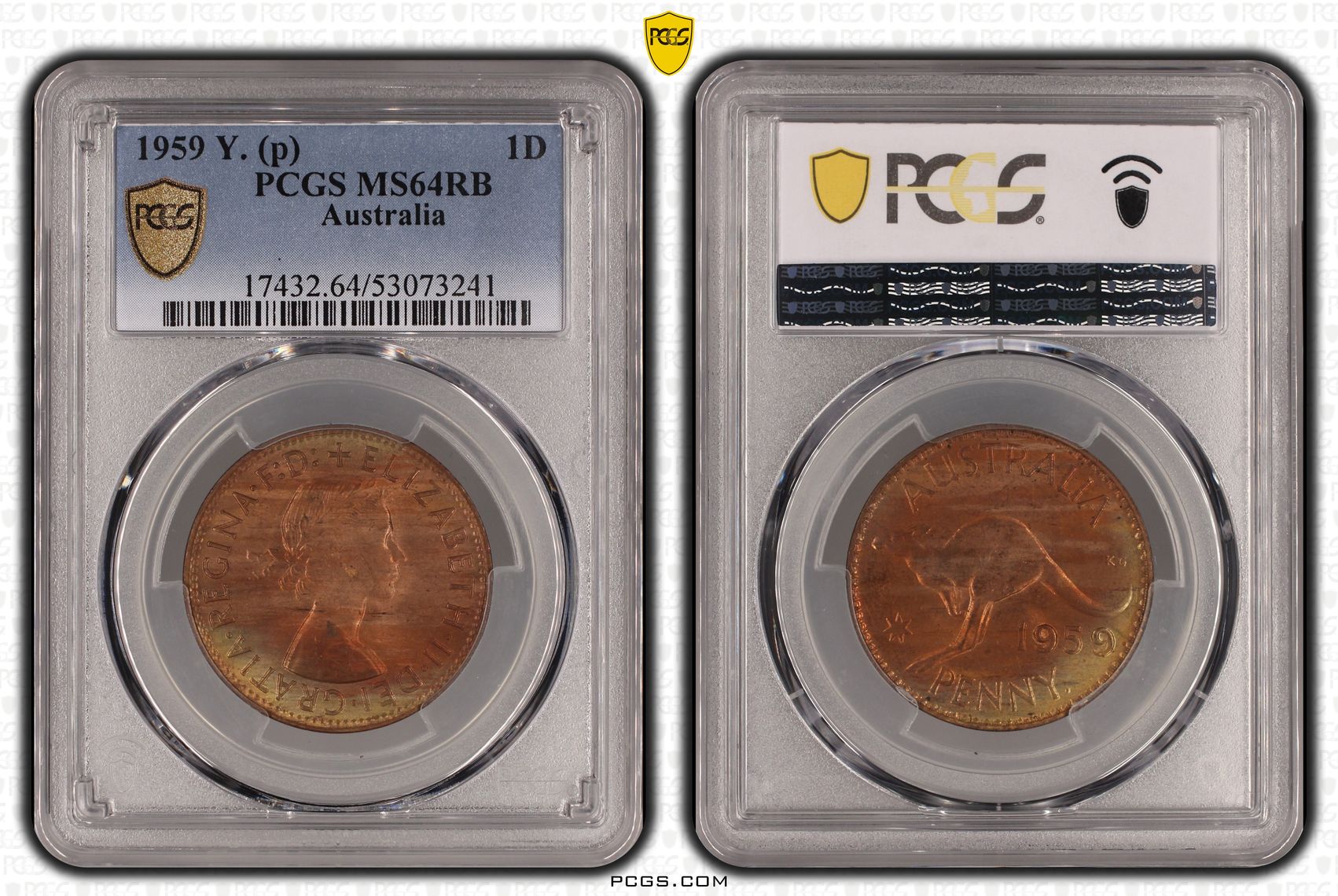 Elizabeth II, Penny, 1959 Y., PCGS MS64RB