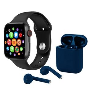 Smart Watch FocusFit Pro T500 with i12 TWS Wireless Bluetooth Ear Buds New Black / Black |