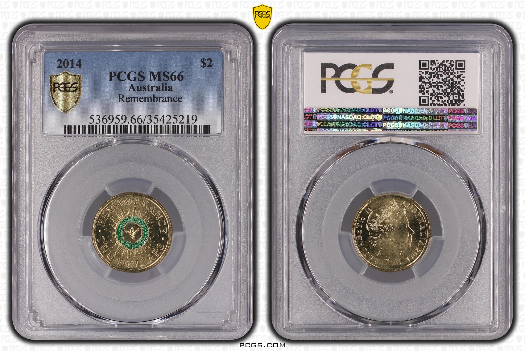 2014 Australia Two Dollar, $2 Remembrance PCGS - MS66 -219