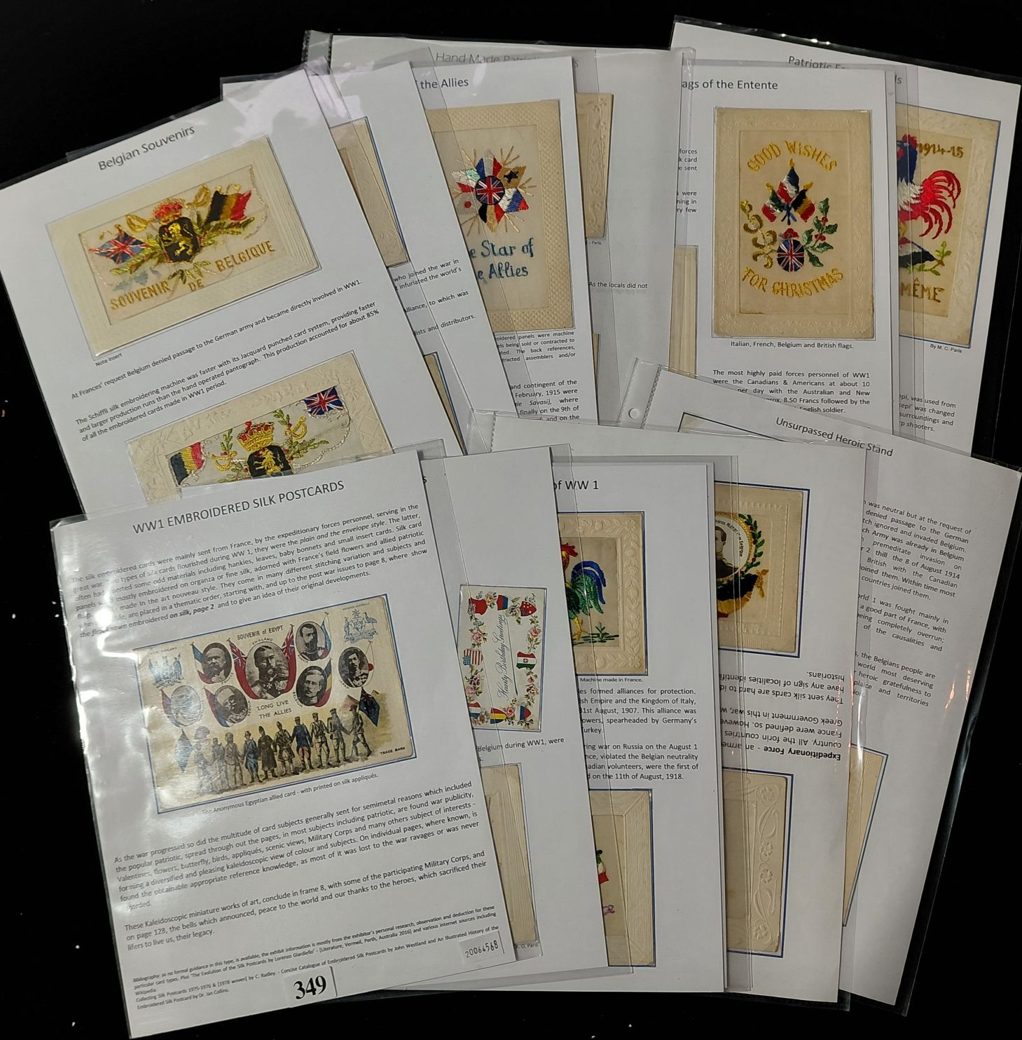 349 · SILK POSTCARDS - WWI PATRIOTIC