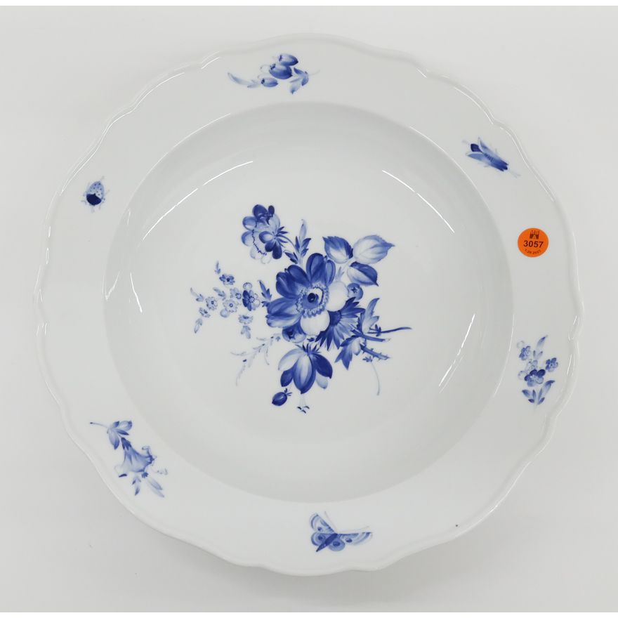 Meissen Blue Flowers and Insects Porcelain Serving Bowl- 13.5"