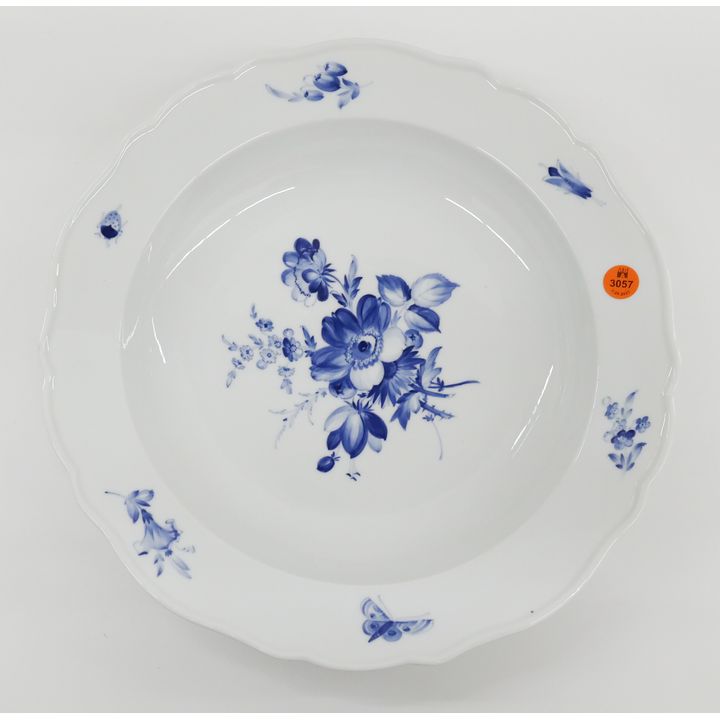 Meissen Blue Flowers and Insects Porcelain Serving Bowl- 13.5"