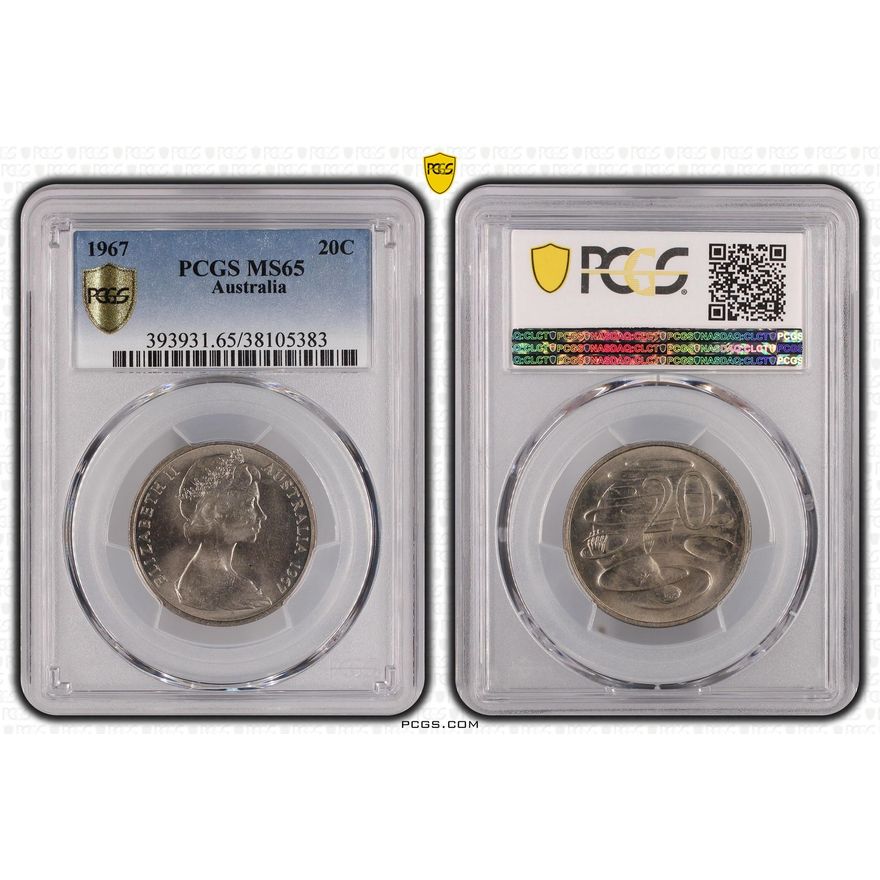 Twenty Cent, 1967, PCGS MS65