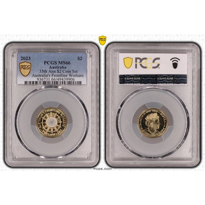 Elizabeth II, 35th Ann $2 Coin Set Colorized - Australia's Frontline Worke , Two Dollar, 2023, PCGS MS66
