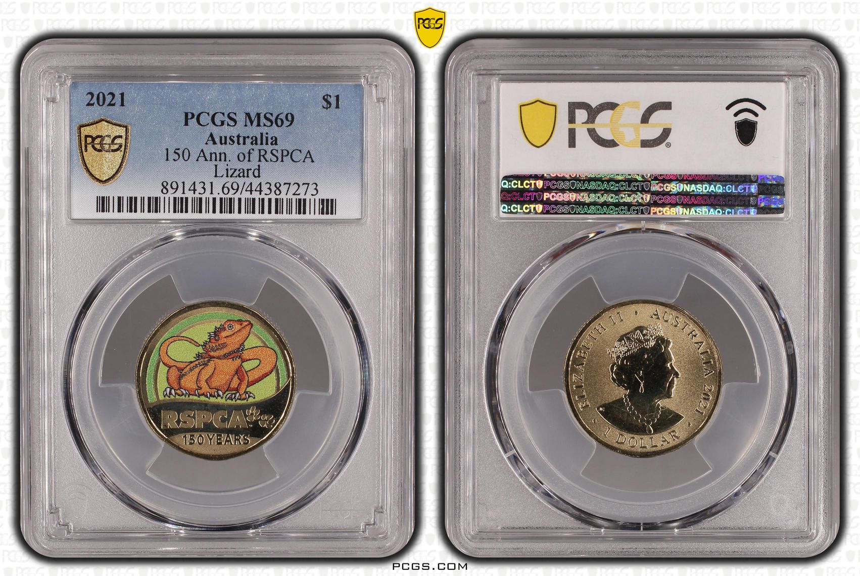 2021 Australia One Dollar, $1 150 Ann. of RSPCA Lizard PCGS - MS69 POP 4/0 -273
