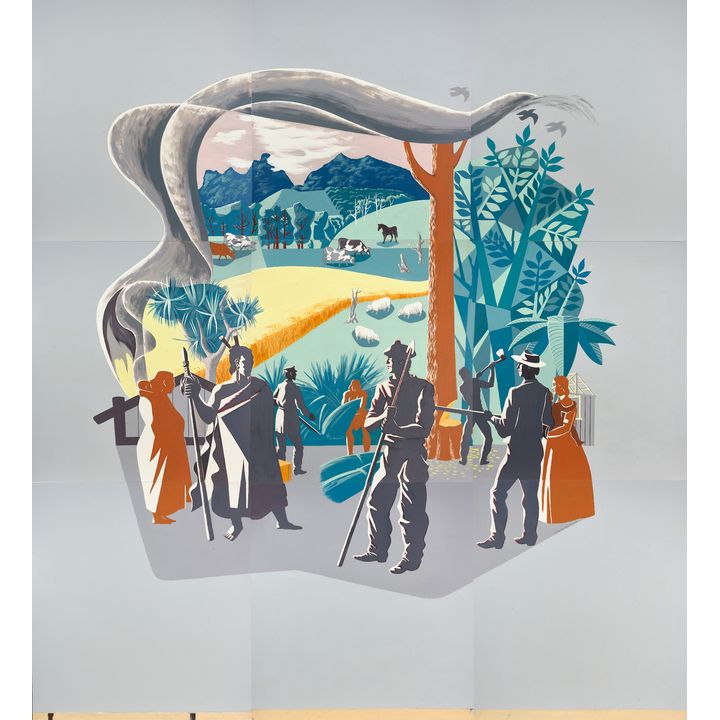 E. Mervyn Taylor 'Mural for the Wairoa Centennial Library, Hawke’s Bay'