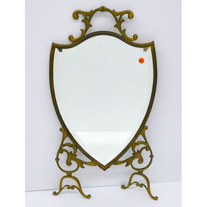 Antique Brass Standing Shield Mirror 28''x15''