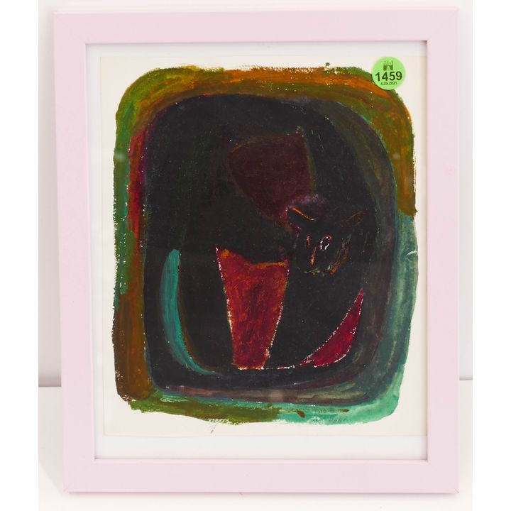 Pehr Hallsten Rabbit in Dark Background Tempera Framed- 11x9''