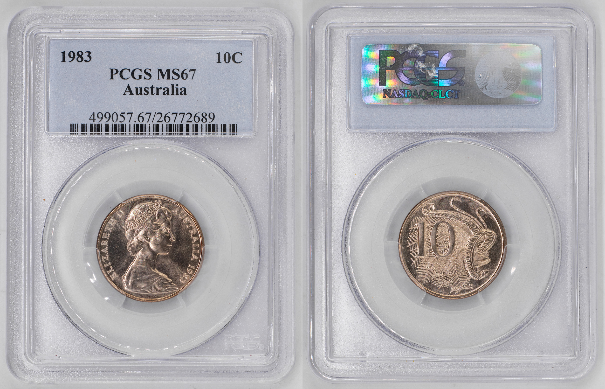 Elizabeth II, Ten Cent, 1983, PCGS MS67