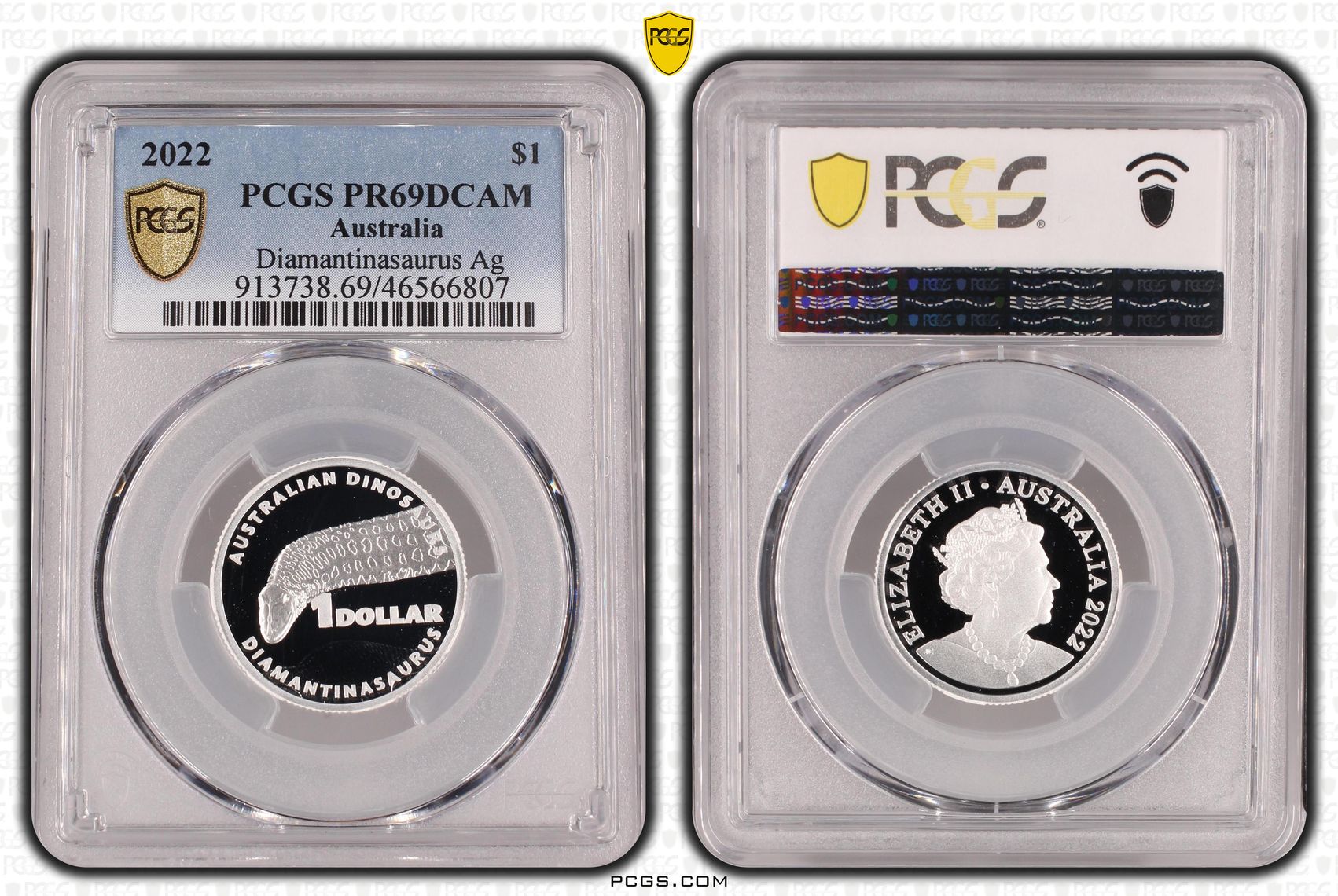 Diamantinasaurus Silver, One Dollar, 2022, PCGS PR69DCAM