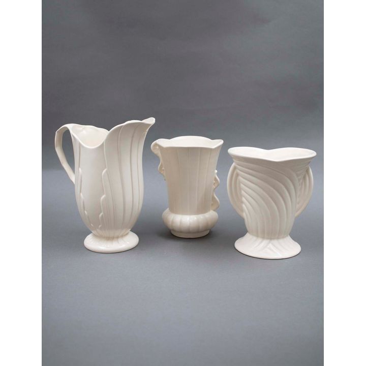Crown Lynn Potteries - Two matt white vases and a jug