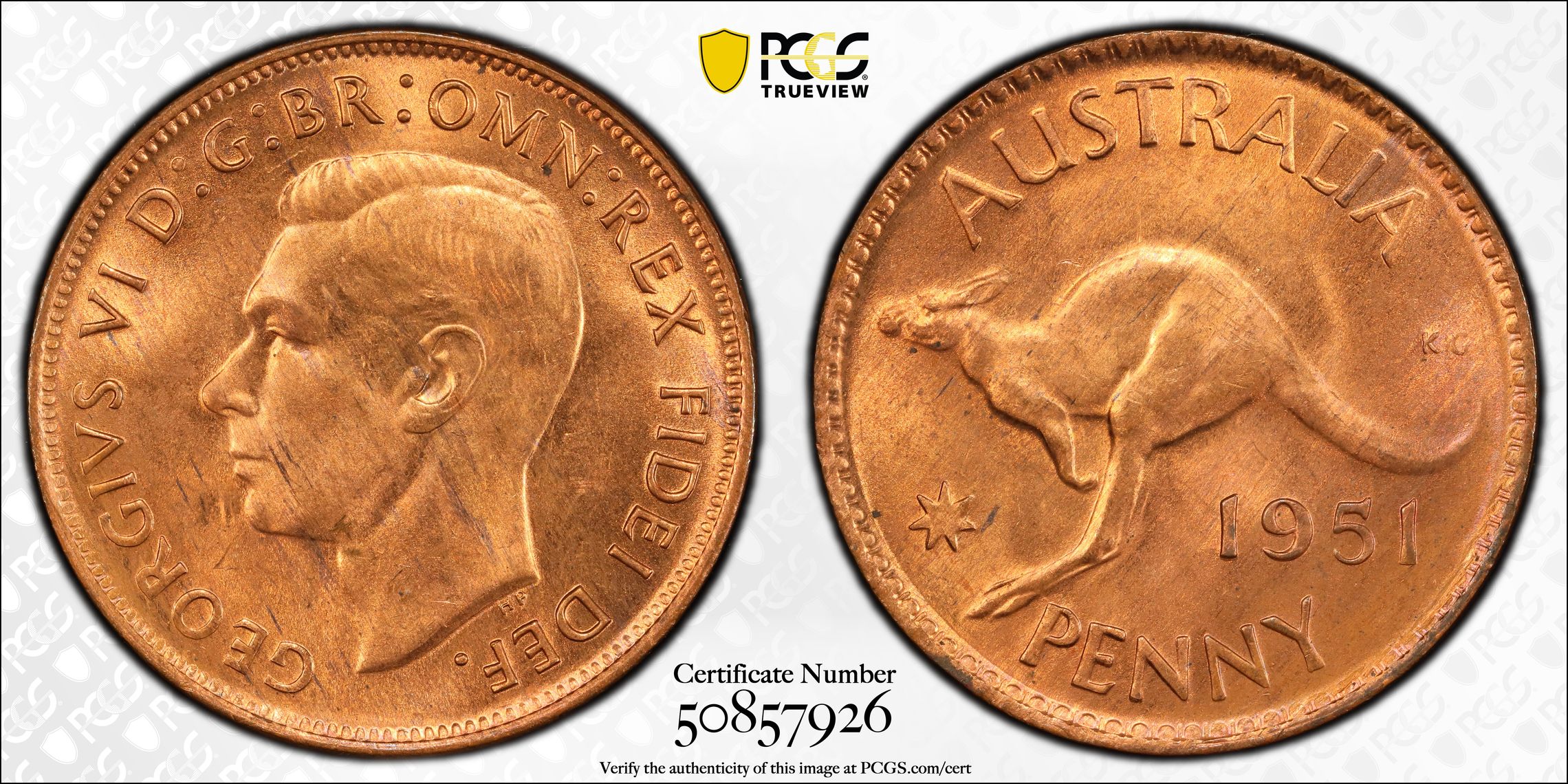 Penny, 1951, PCGS MS64RD