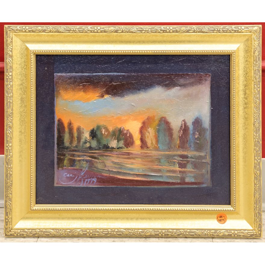 Skagit Valley ''Dusk'' 1999 Oil Painting Framed 15''x18''