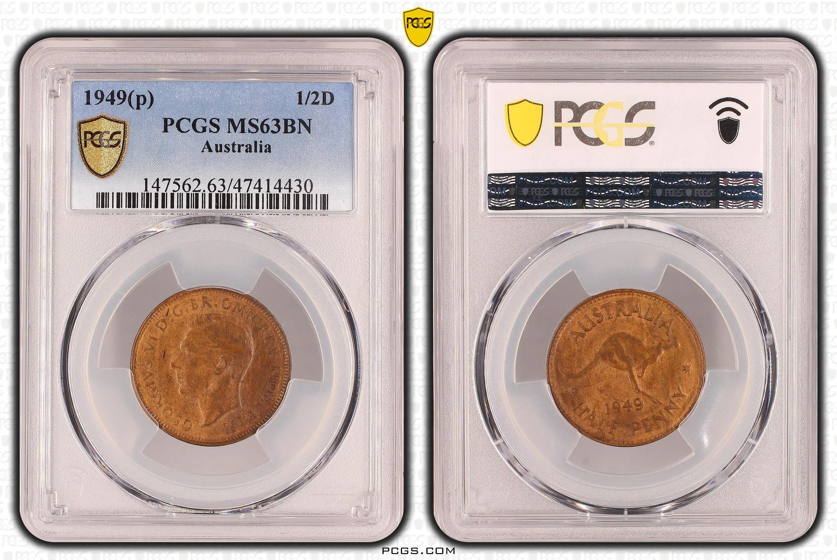 Halfpenny, 1949(p), PCGS MS 63BN