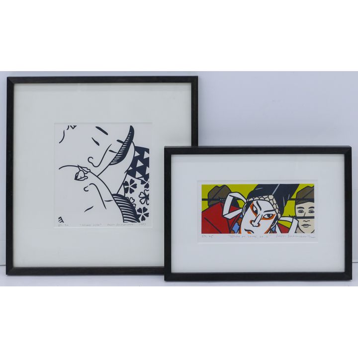 2pc Roger Shimomura Pop Art Serigraphs
