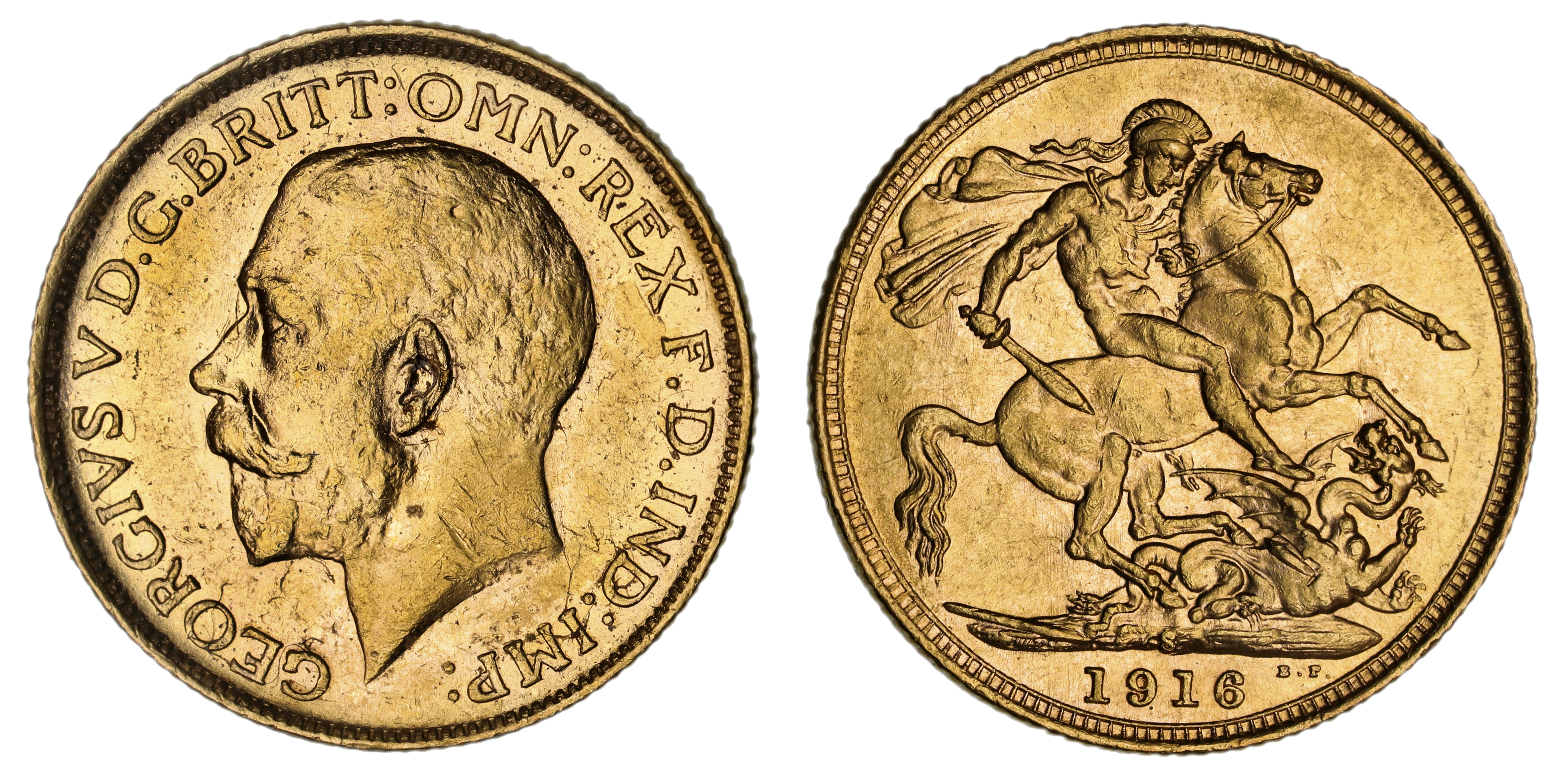 George V, St. George Reverse - Sydney Mint, Sovereign, 1916, EF