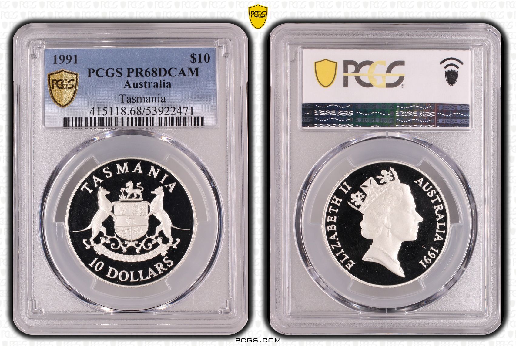 Tasmania, Ten Dollar, 1991, PCGS PR68DCAM