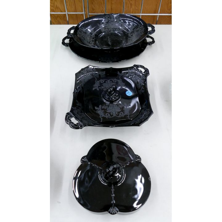 4pc Black Etched Serving Dishes