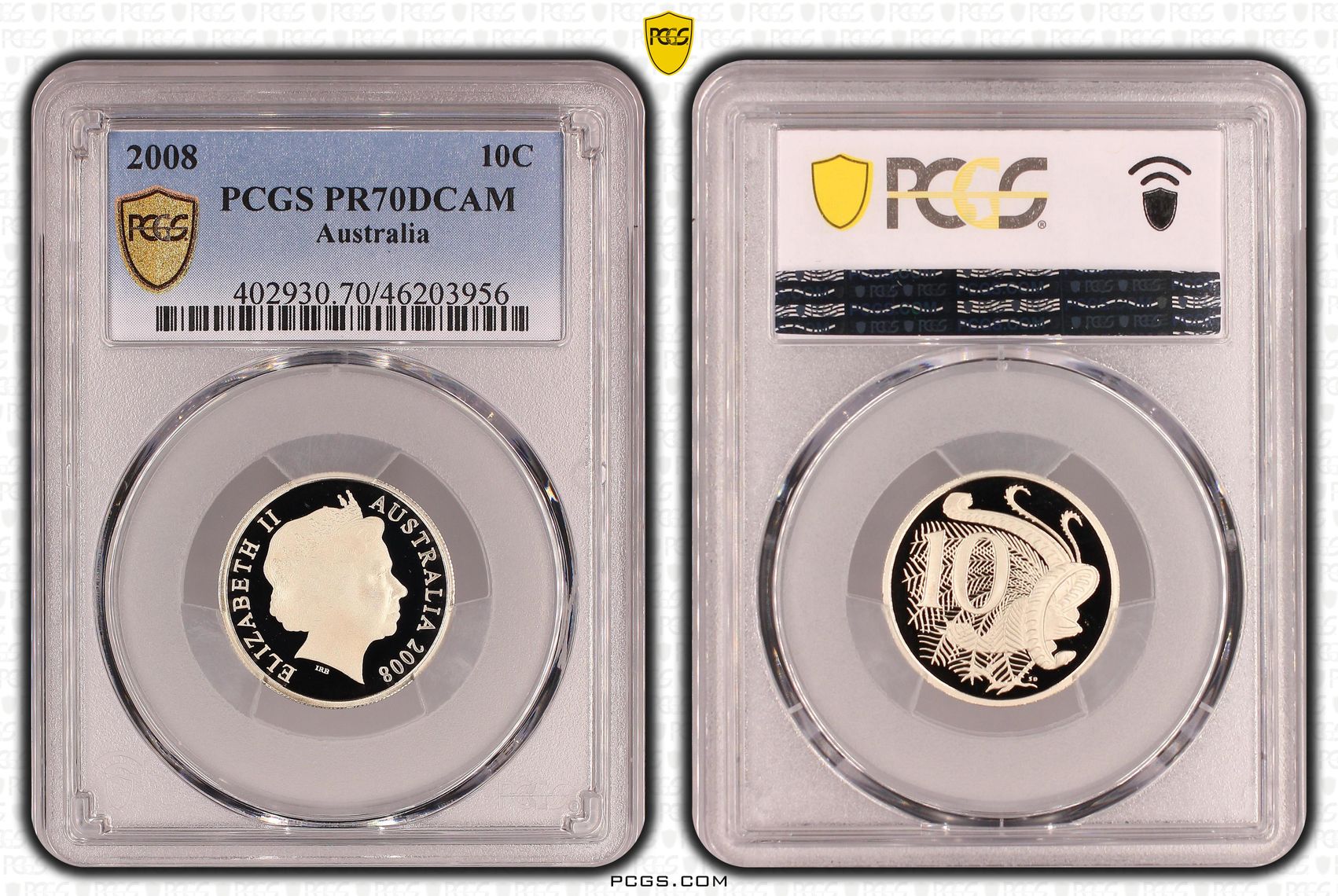 Top pop, Ten Cent, 2008, PCGS PR70DCAM