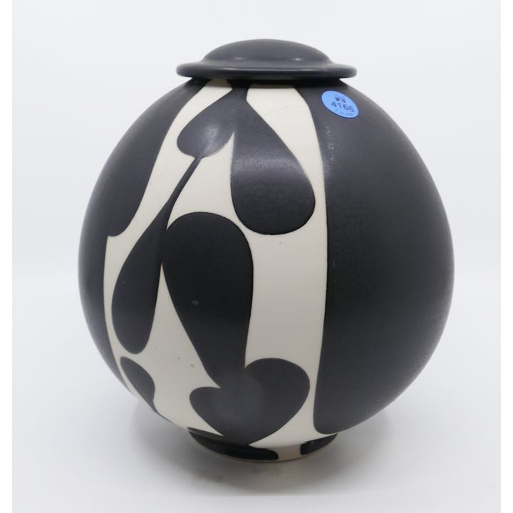 Sam Scott Black & White Porcelain Lidded Jar- 8.5''