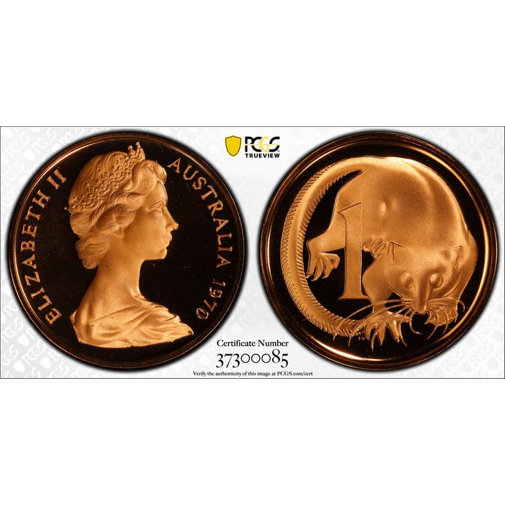 1970 Australia One Cent, 1c PCGS - PR69DCAM -085