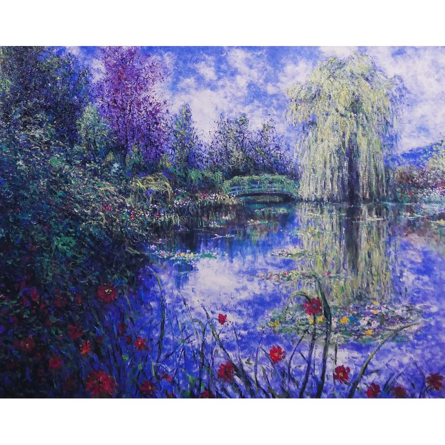 James Scoppettone 'Water Garden' S/N Lithograph. Edition 122/500. Framed. Image measures 16x20''