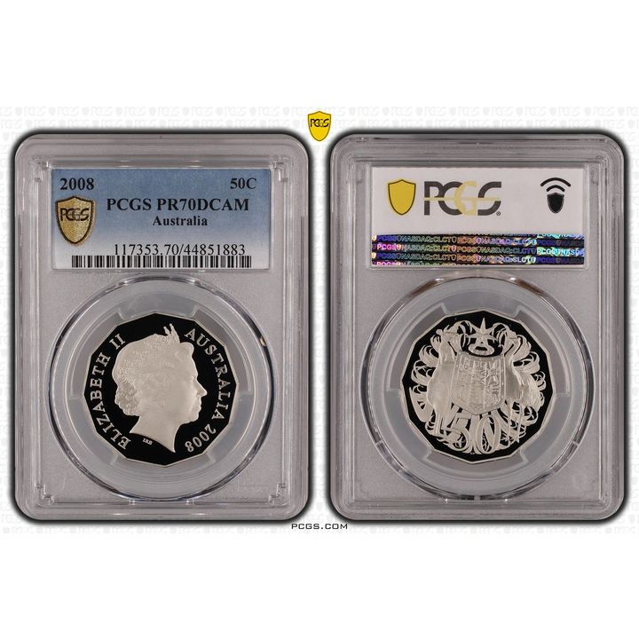 2008 Australia Fifty Cent, 50c Proof PCGS - PR70DCAM POP 44/0 -883