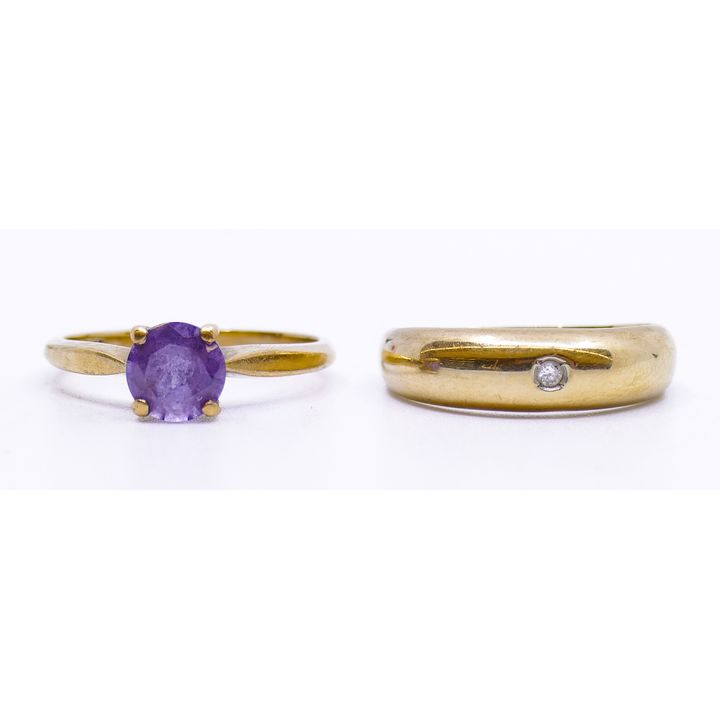 2pc Lady's 14k & 10k Gold and Stone Rings - 3.7 Grams TW