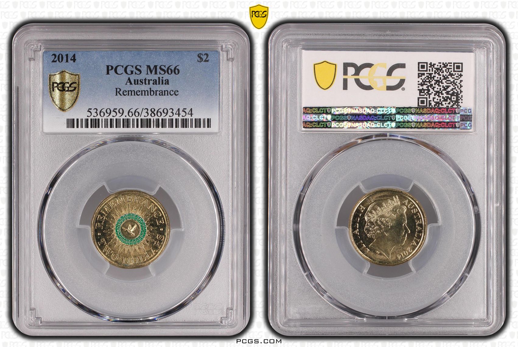 Elizabeth II, Remembrance - Colorized, Two Dollar, 2014, PCGS MS66