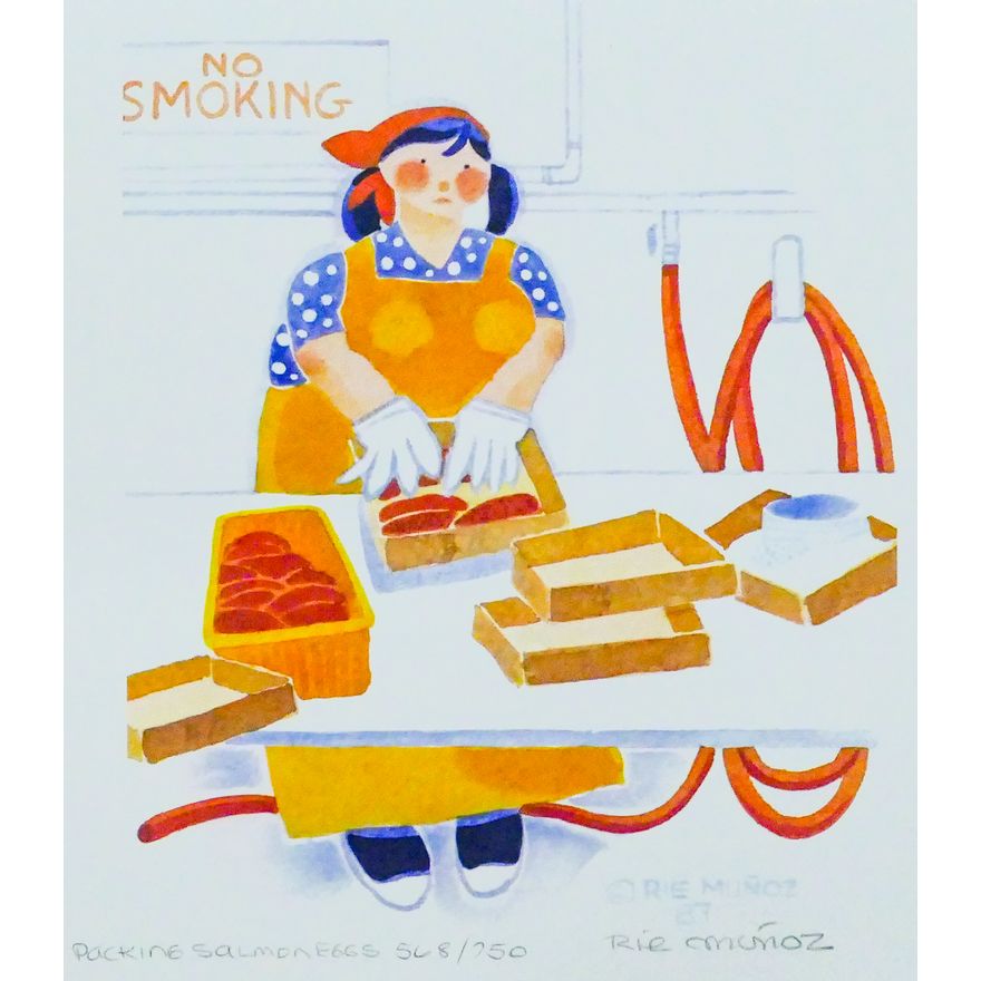 Rie Munoz ''Packing Salmon Eggs'' 1987 Signed Print