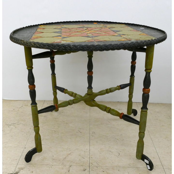 Art Deco Painted Folding Round Table 21"