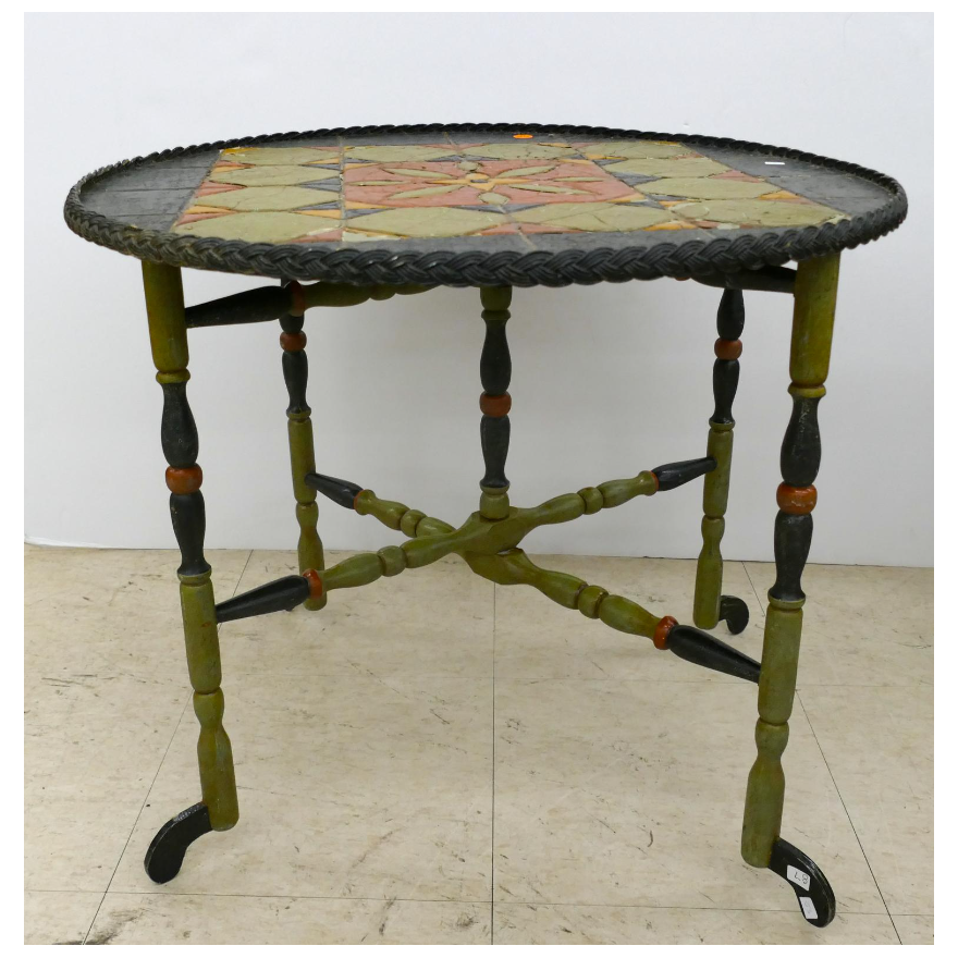 Art Deco Painted Folding Round Table 21"