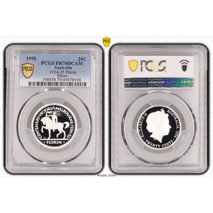 1934-35 Florin Silver, Twenty Cent, 1998, PCGS PR70DCAM