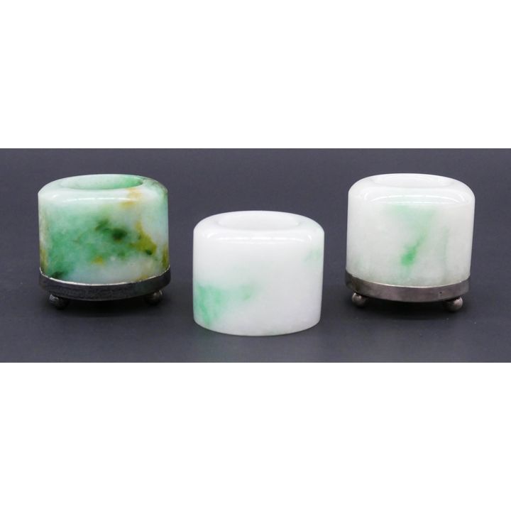 3pc Old Chinese Jadeite Archer's Rings 1''x1.25''