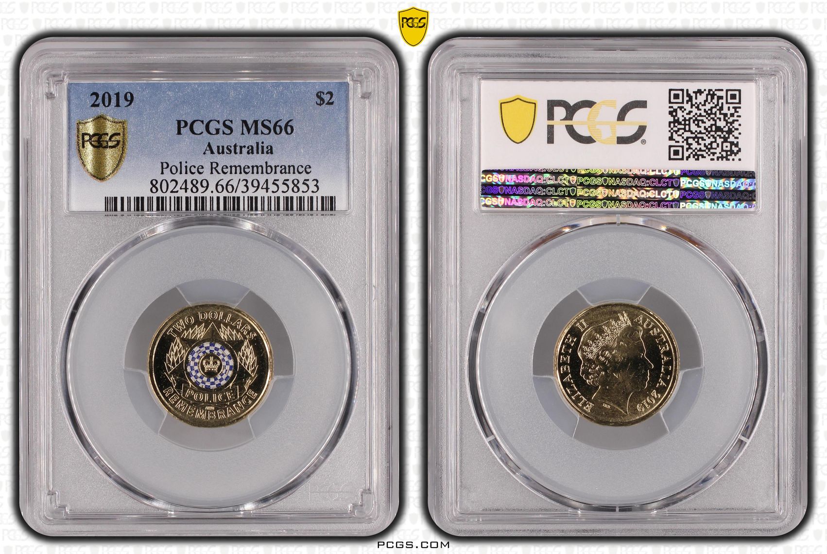 444 · Police Remembrance Colorized , Two Dollar, 2019, PCGS MS66