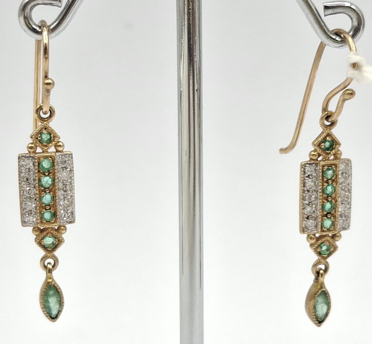 252 · 9CT GOLD EMERALD DIAMOND EARRINGS
