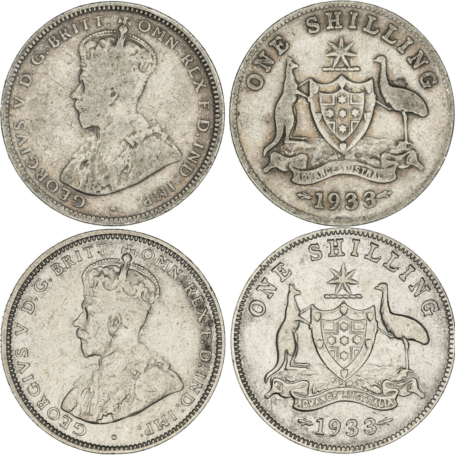 George V, Shilling, 1933, G - VG