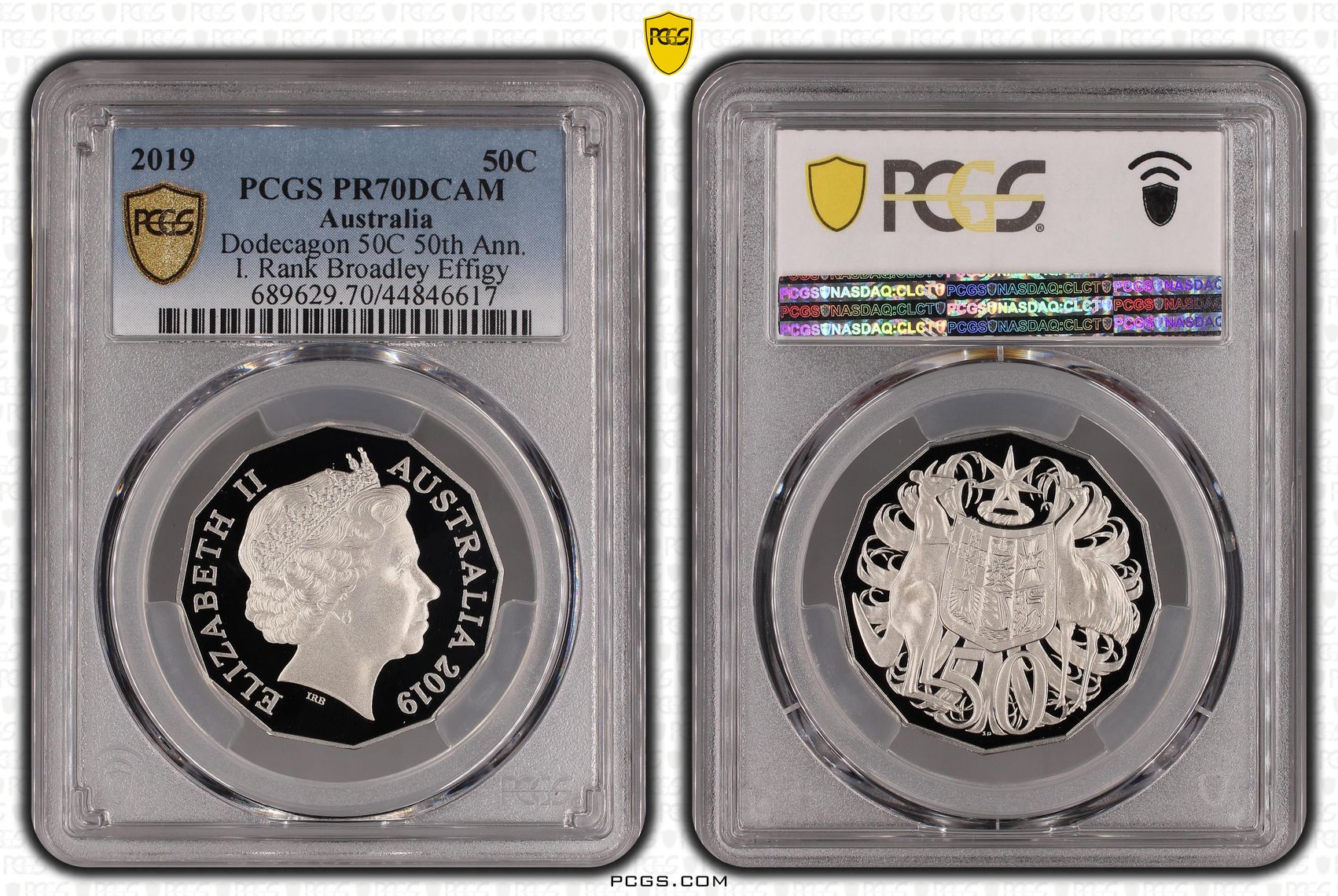 2019 Australia Fifty Cent, 50c Dodecagon 50C 50th Ann. I. Rank Broadley Effigy PCGS - PR70DCAM POP 47/0 -617