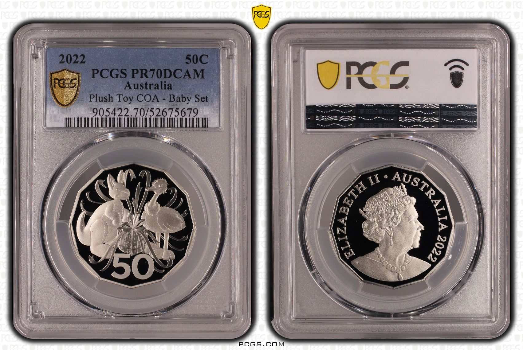 Plush Toy COA - Baby Set, Fifty Cent, 2022, PCGS PR70DCAM