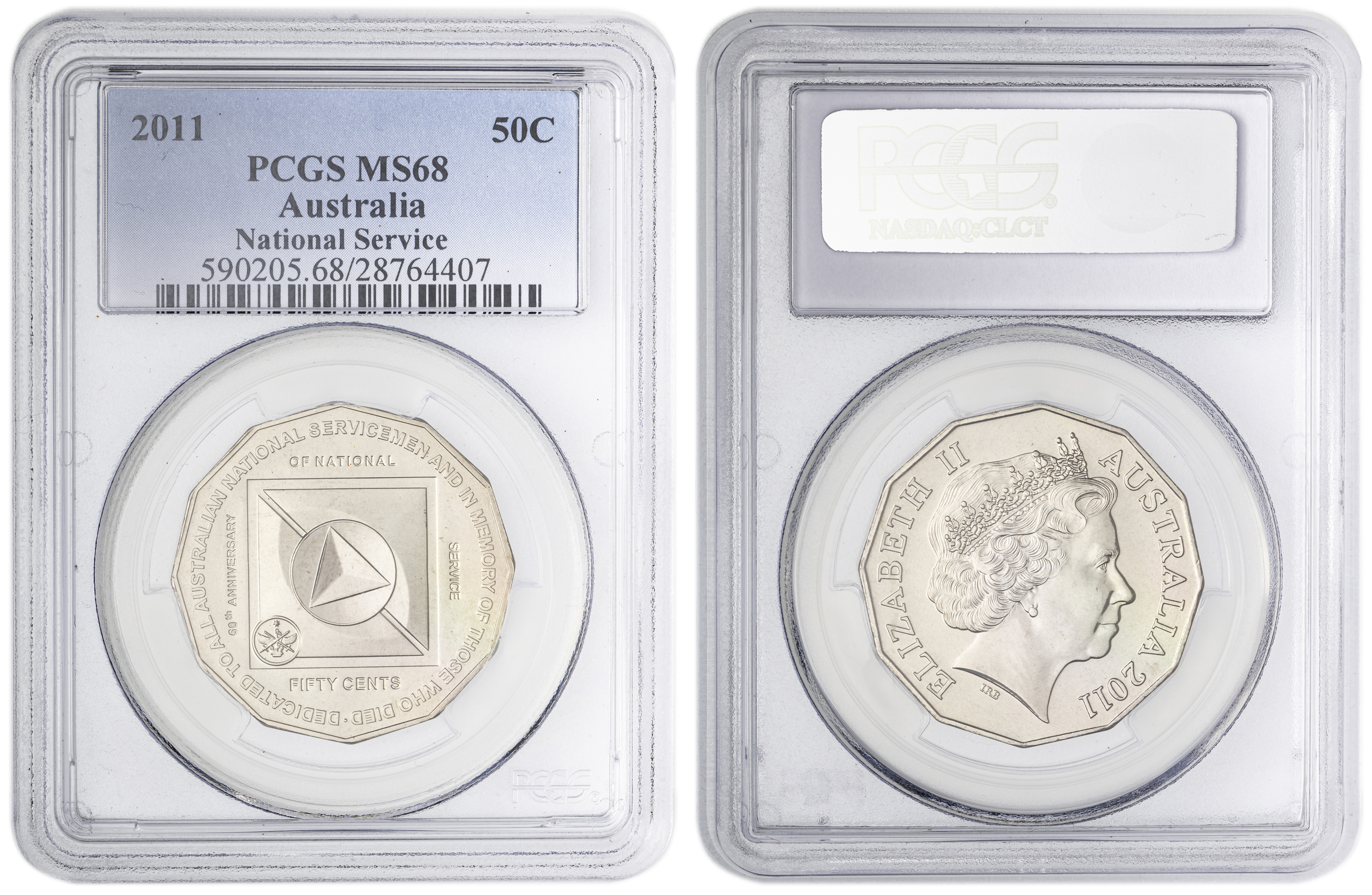 National Service , Fifty Cent, 2011, PCGS MS68