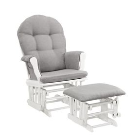 ***WHITE HARDWOOD GLIDER ROCKING CHAIR & OTTOMAN***