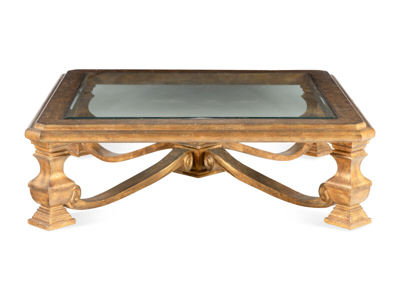 A Contemporary Giltwood and Glass Low Table