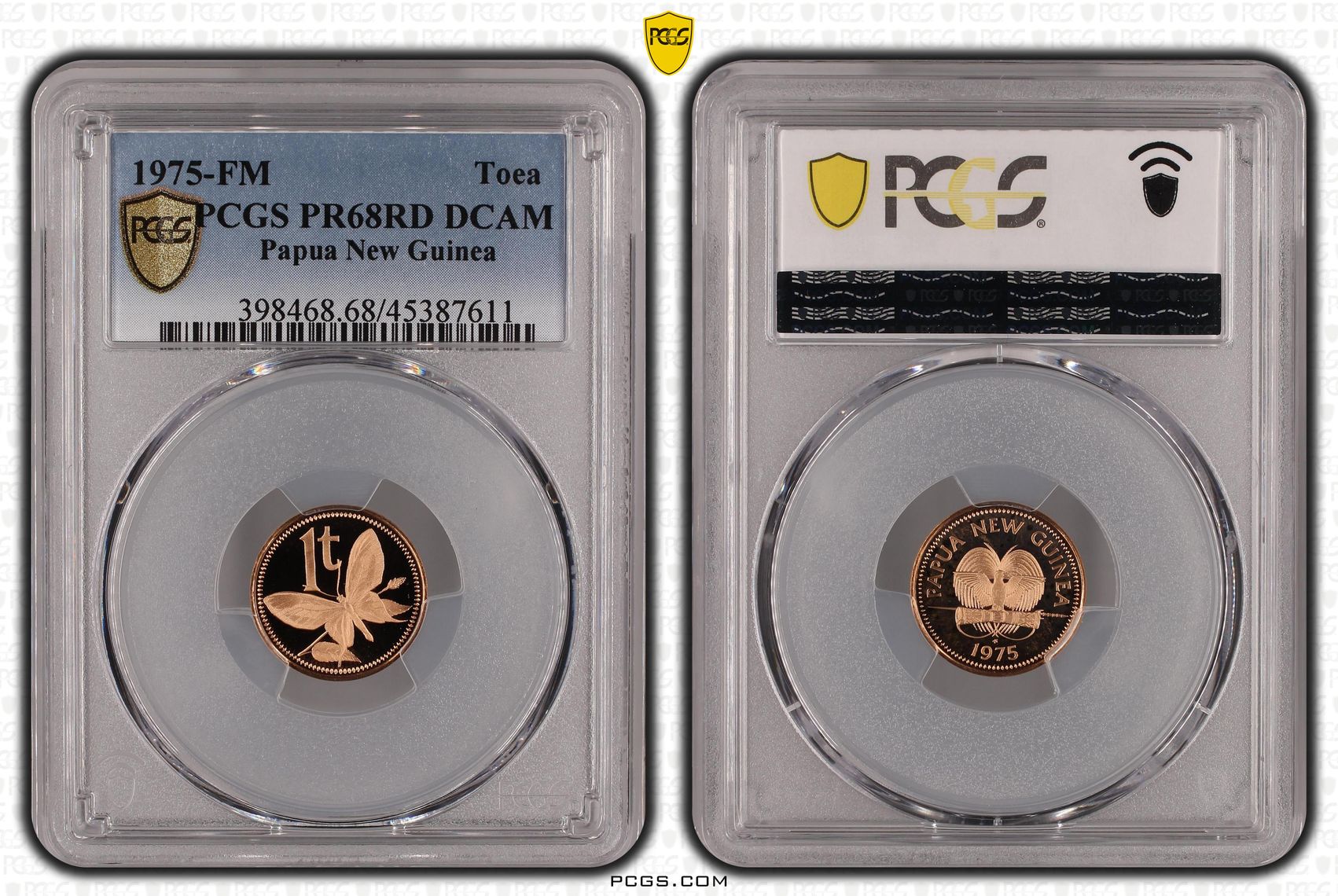 Papua New Guinea, KM-1, Toea, 1975-FM, PCGS PR68DCAM