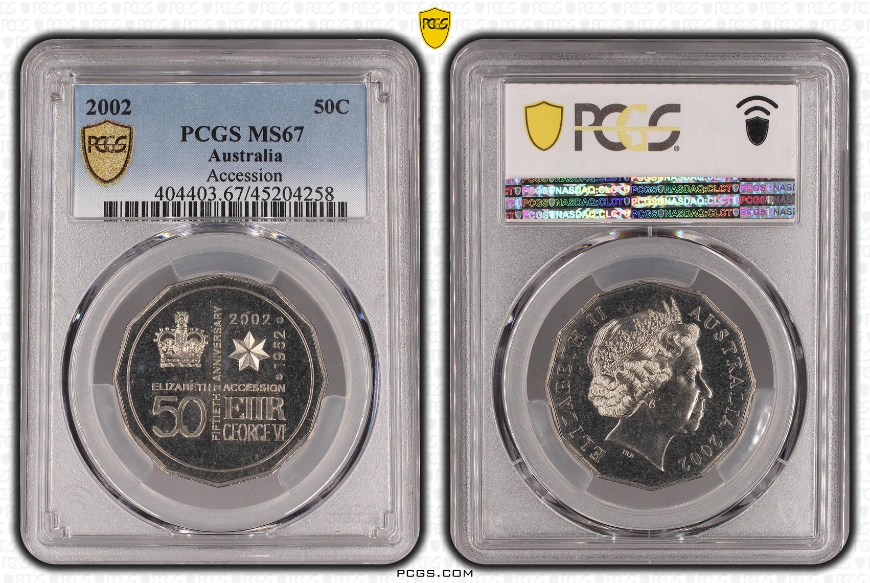 2002 Australia Fifty Cent, 50c Accession PCGS - MS67 -258