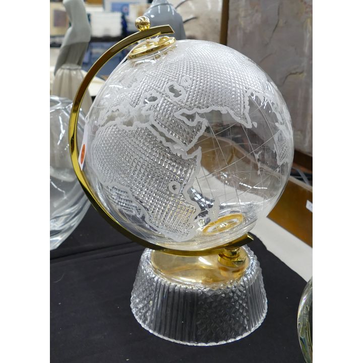 Cut Crystal World Globe on Stand 12''