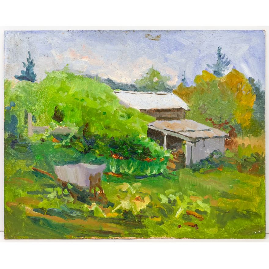 Gene Amondson ''Garden'' Oil on Masonite 16''x20'' - Unsigned, some damage