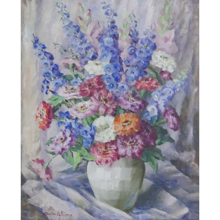 Anna B. Stone ''Vase of Flowers'' (Still Life) Oil on Canvas